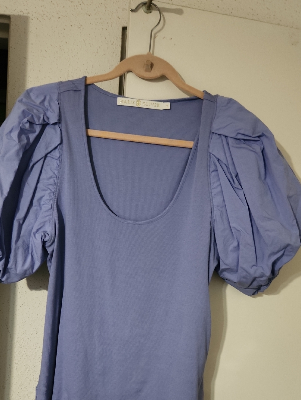 Marie Oliver Lavender Puff Sleeve Scoop Neck Tee